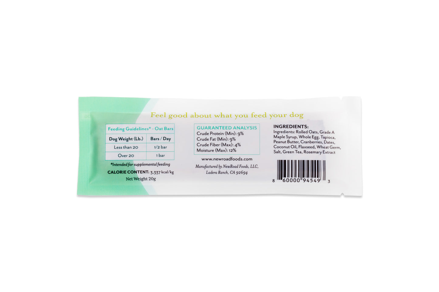 6-Bar Pack of Rolled Oats with Cranberries, Dates, & Green Tea